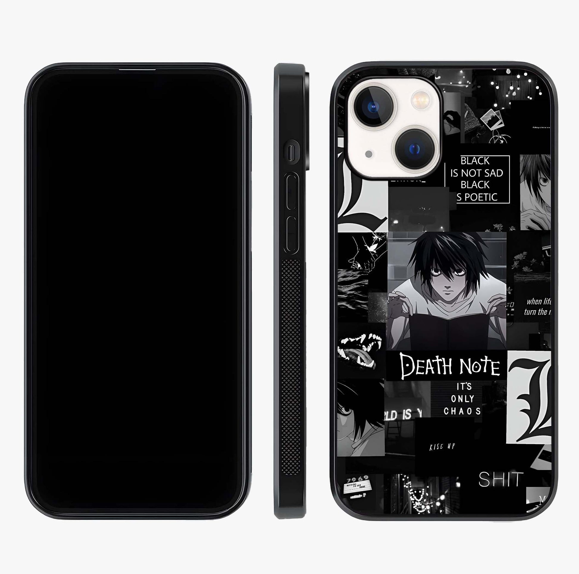 Midnight Chaos Mind Glass Case displayed upright for full design visibility and premium finish.