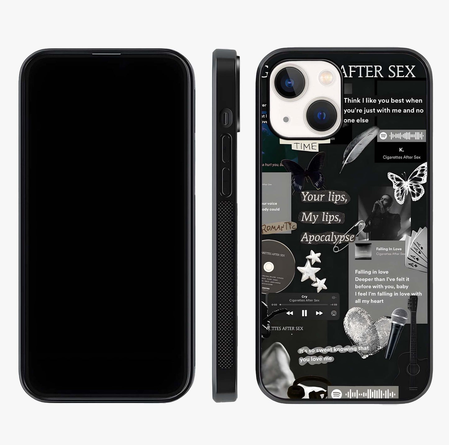 Midnight Love Echo Glass Case displayed upright for full design visibility and premium finish.