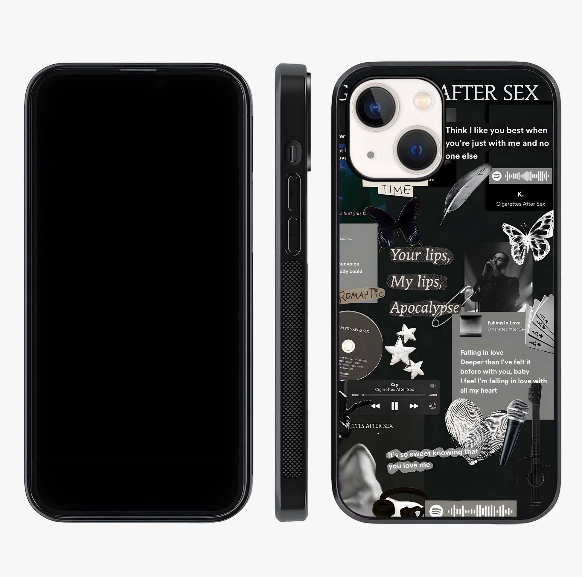 Midnight Love Echo Glass Case displayed upright for full design visibility and premium finish.