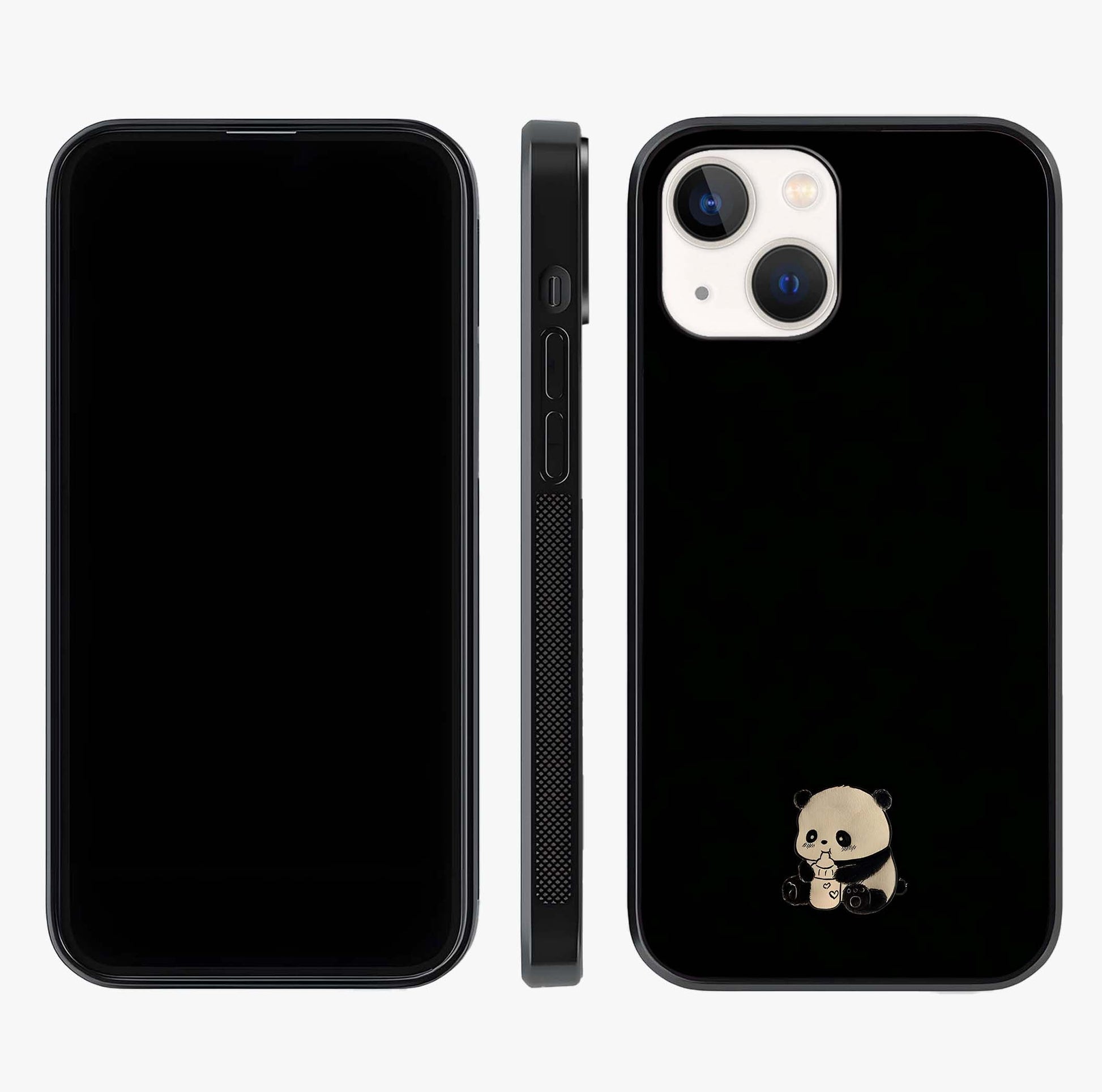 Midnight Panda Love Glass Case displayed upright for full design visibility and premium finish.