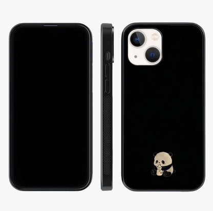 Midnight Panda Love Glass Case displayed upright for full design visibility and premium finish.