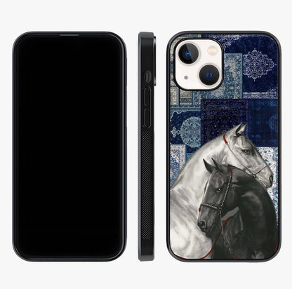 Midnight Stallion Blues Glass Case displayed upright for full design visibility and premium finish.