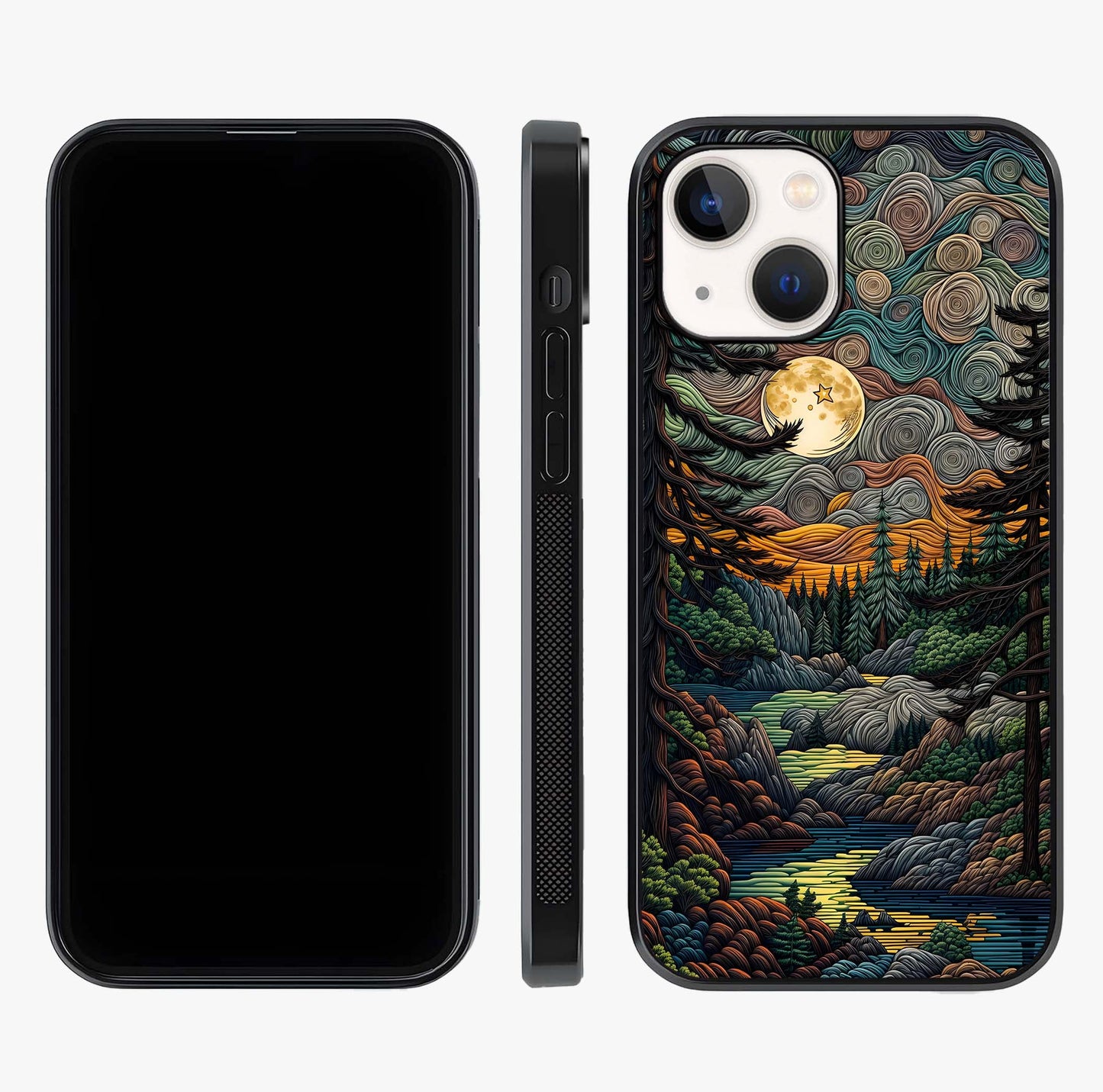 Moonlight Forest Dream Glass Case displayed upright for full design visibility and premium finish.