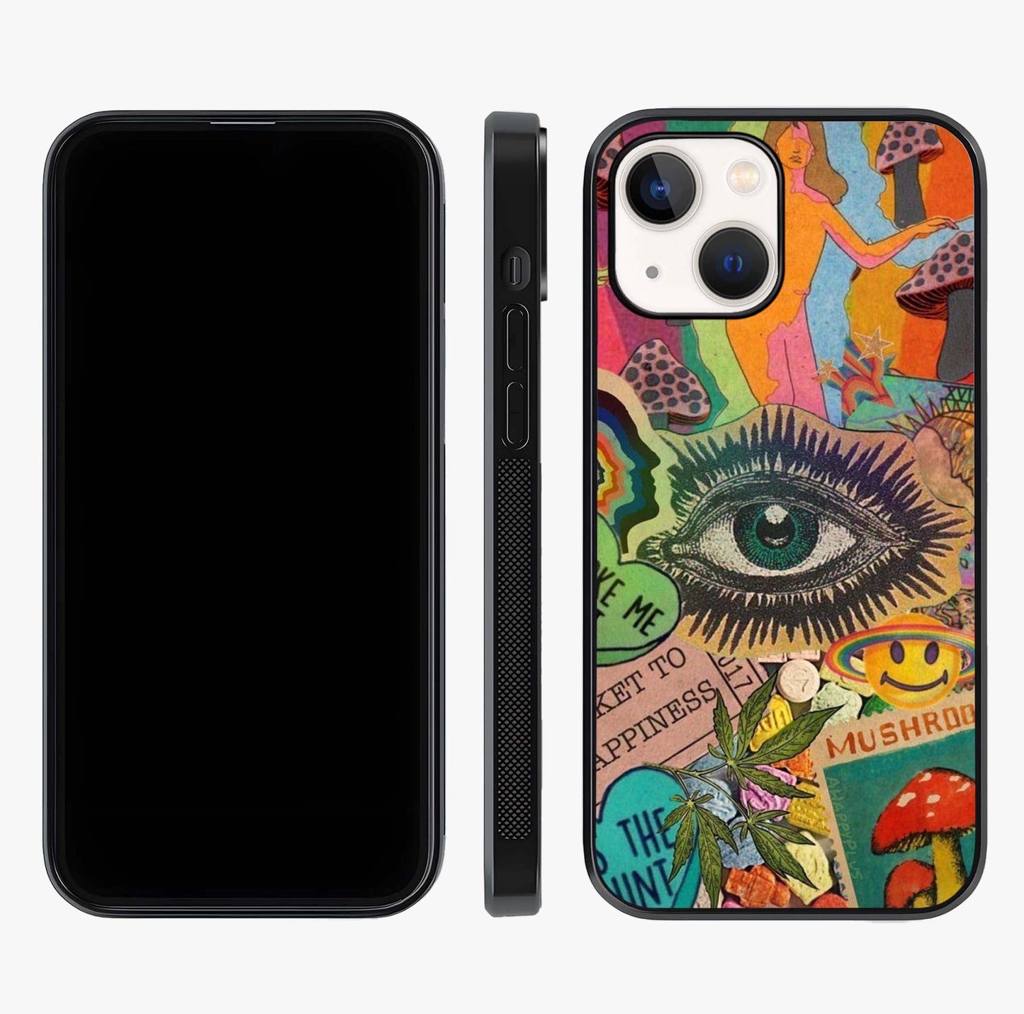 Mystic Eye Wonderland Glass Case displayed upright for full design visibility and premium finish.