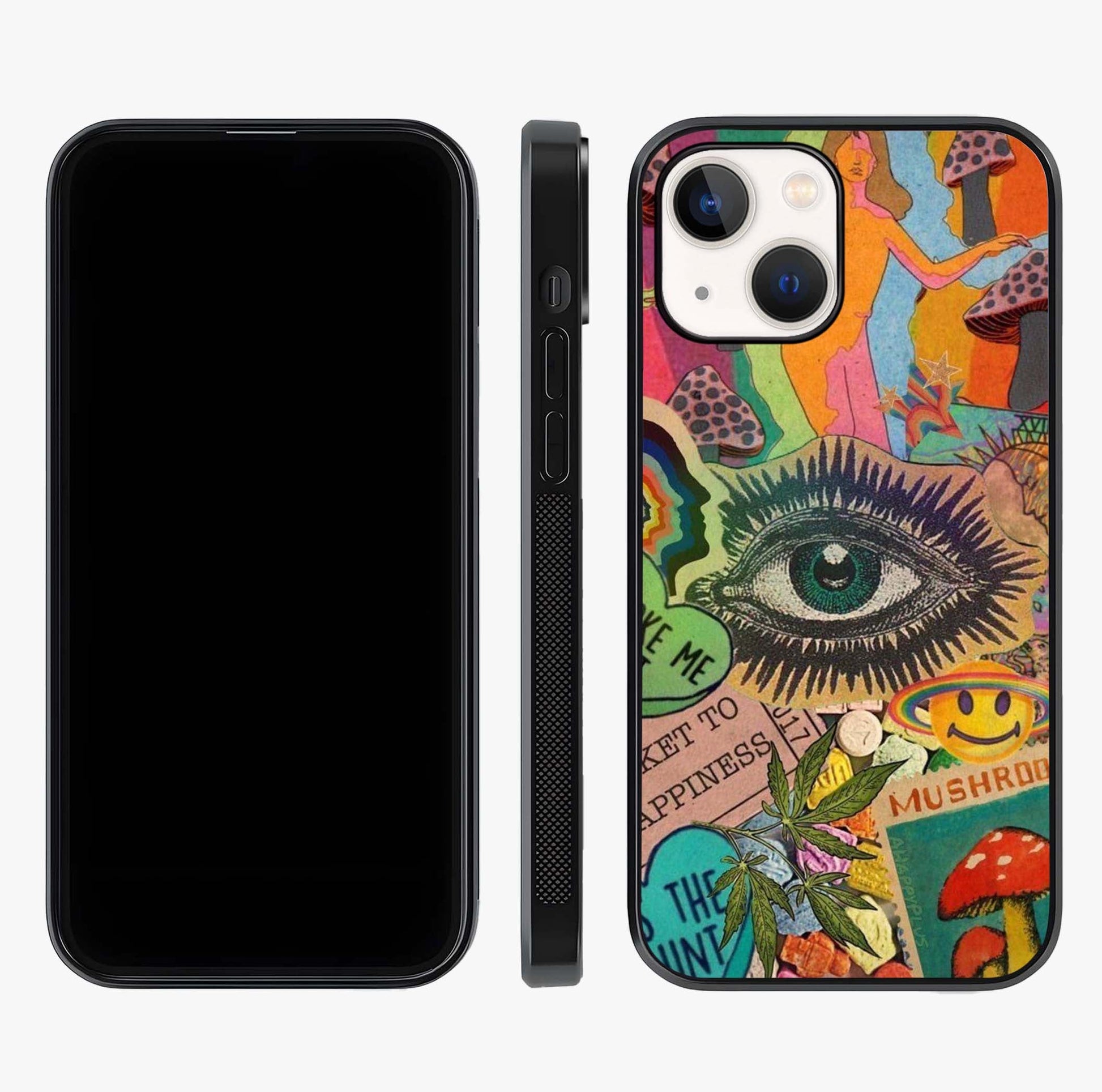 Mystic Eye Wonderland Glass Case displayed upright for full design visibility and premium finish.