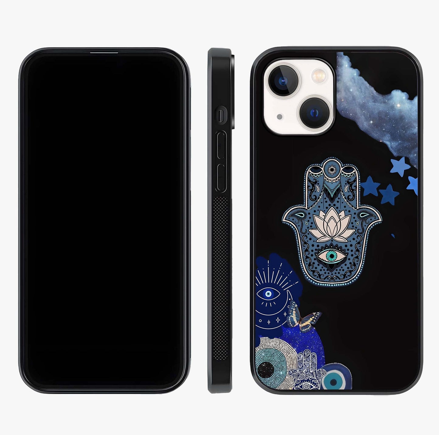 Mystic Hand Aura Glass Case displayed upright for full design visibility and premium finish.