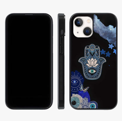 Mystic Hand Aura Glass Case displayed upright for full design visibility and premium finish.