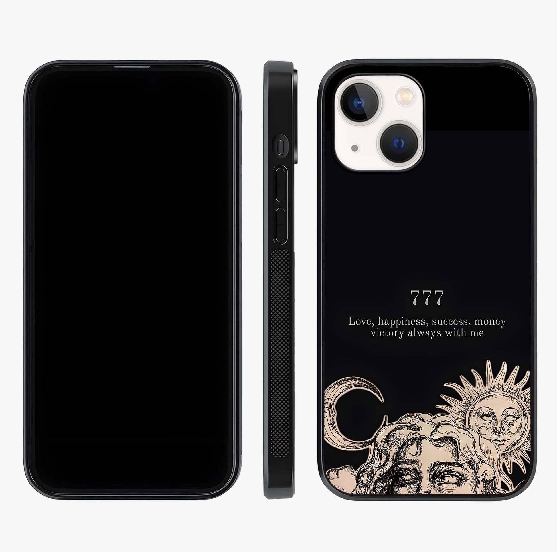 Mystic Victory Aura Glass Case displayed upright for full design visibility and premium finish.