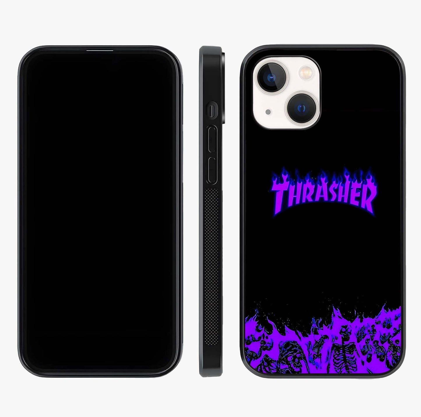 Neon Flame Riot Glass Case displayed upright for full design visibility and premium finish.