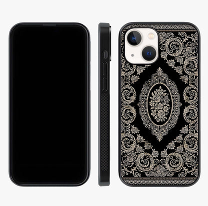 Noir Bloom Elegance Glass Case displayed upright for full design visibility and premium finish.