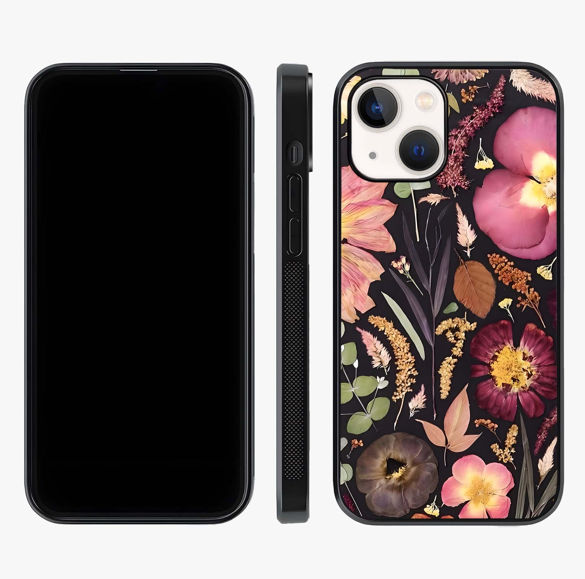 Petal Dream Tapestry Glass Case displayed upright for full design visibility and premium finish.