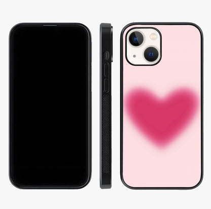 Pink Aura Heart Glass Case displayed upright for full design visibility and premium finish.