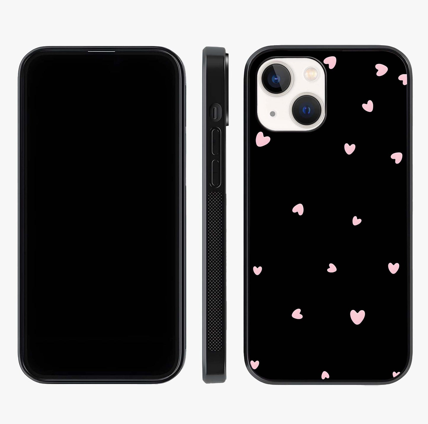 Pink Love Drops Glass Case displayed upright for full design visibility and premium finish.
