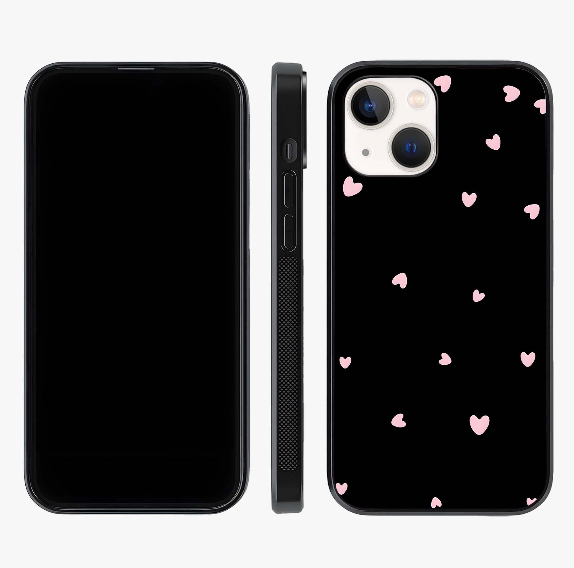 Pink Love Drops Glass Case displayed upright for full design visibility and premium finish.