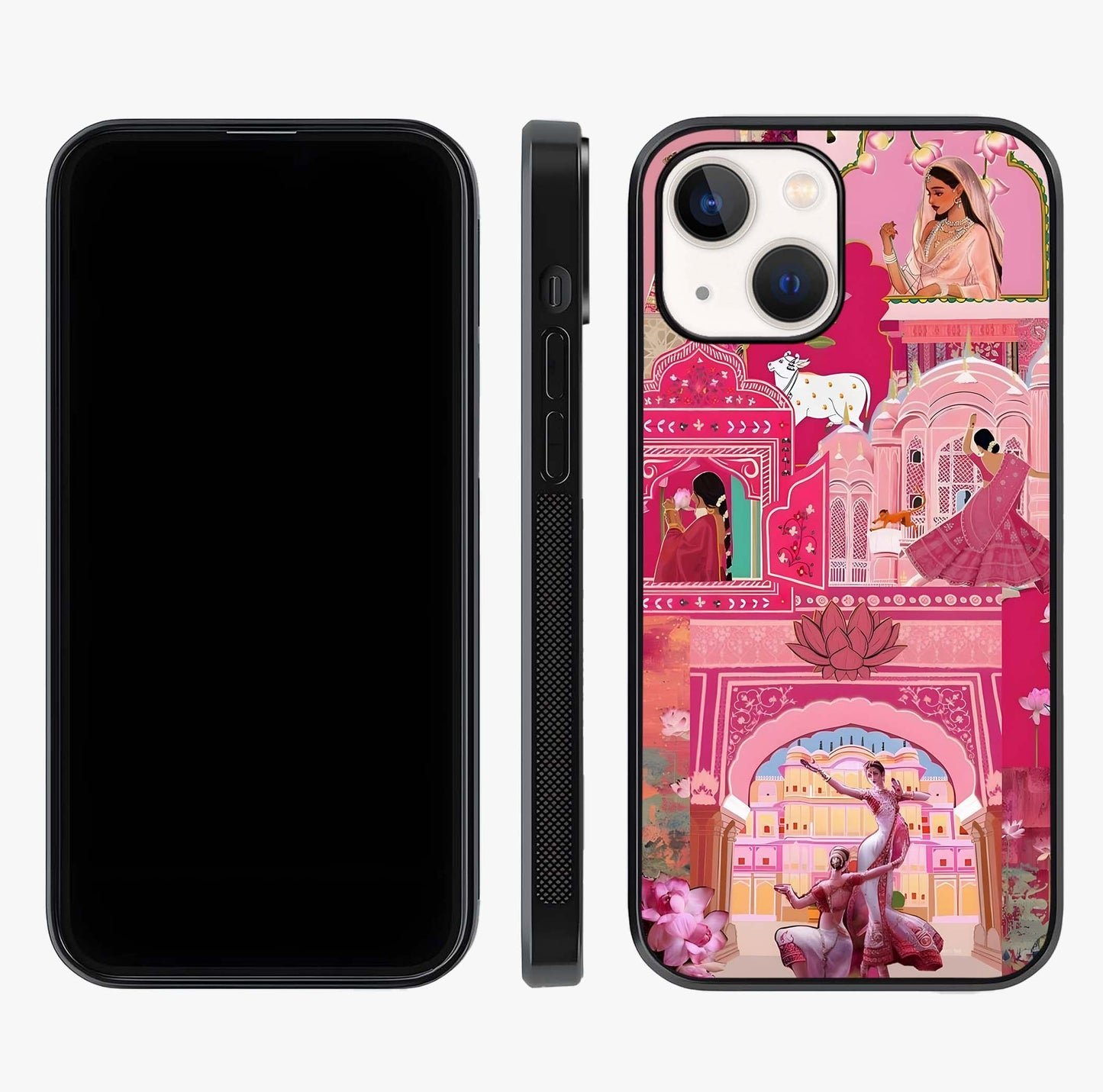 Pink Palace Muse Glass Case displayed upright for full design visibility and premium finish.