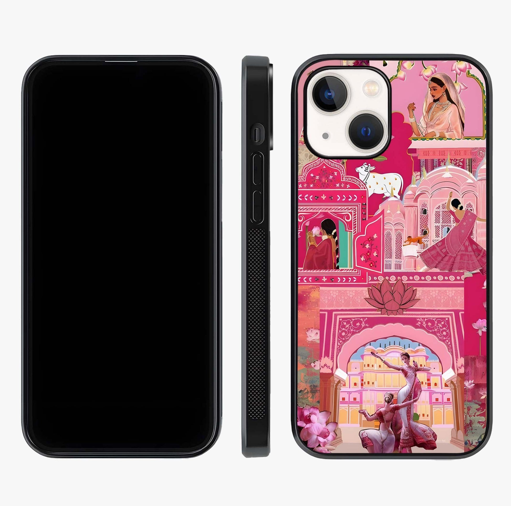 Pink Palace Muse Glass Case displayed upright for full design visibility and premium finish.