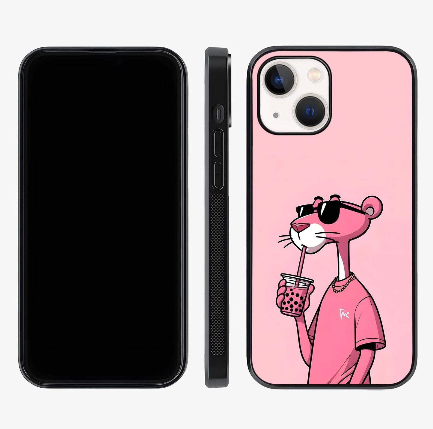 Pink Panther Glass Case displayed upright for full design visibility and premium finish.