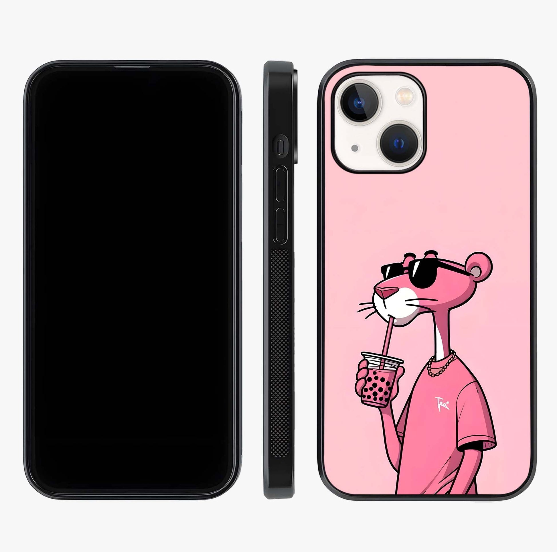 Pink Panther Glass Case displayed upright for full design visibility and premium finish.