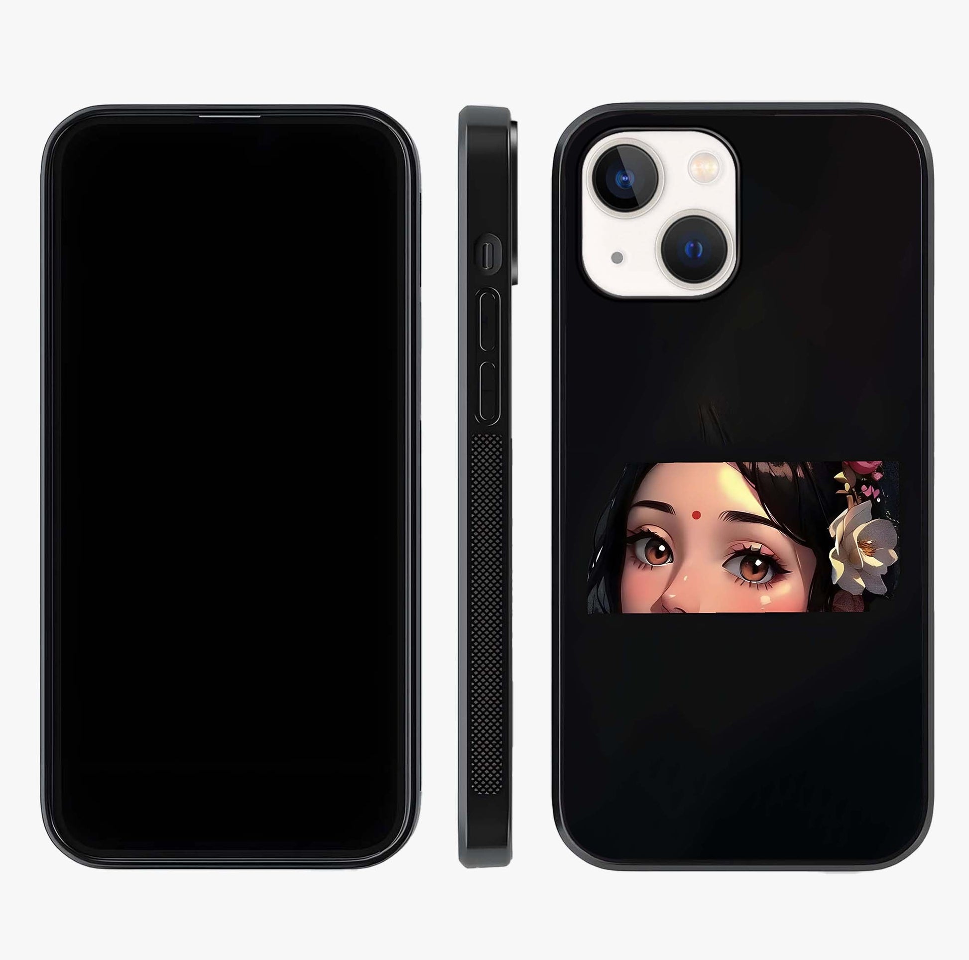 Radha Divine Embrace Glass Case displayed upright for full design visibility and premium finish.