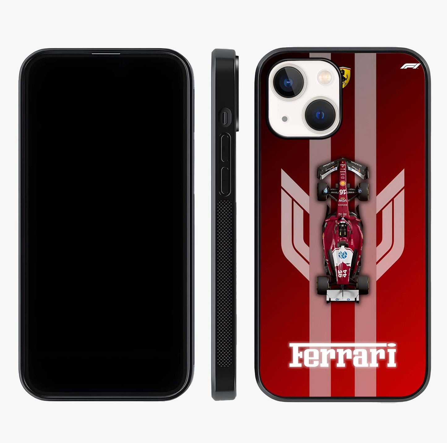 Red Ferrari F1 Vertical Glass Case displayed upright for full design visibility and premium finish.