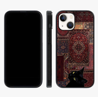 Regal Magic Cat Apple Glass Case displayed upright for full design visibility and premium finish.