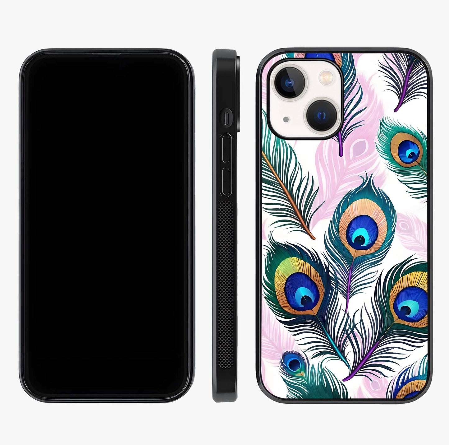 Royal Peacock Feathers Glass Case displayed upright for full design visibility and premium finish.