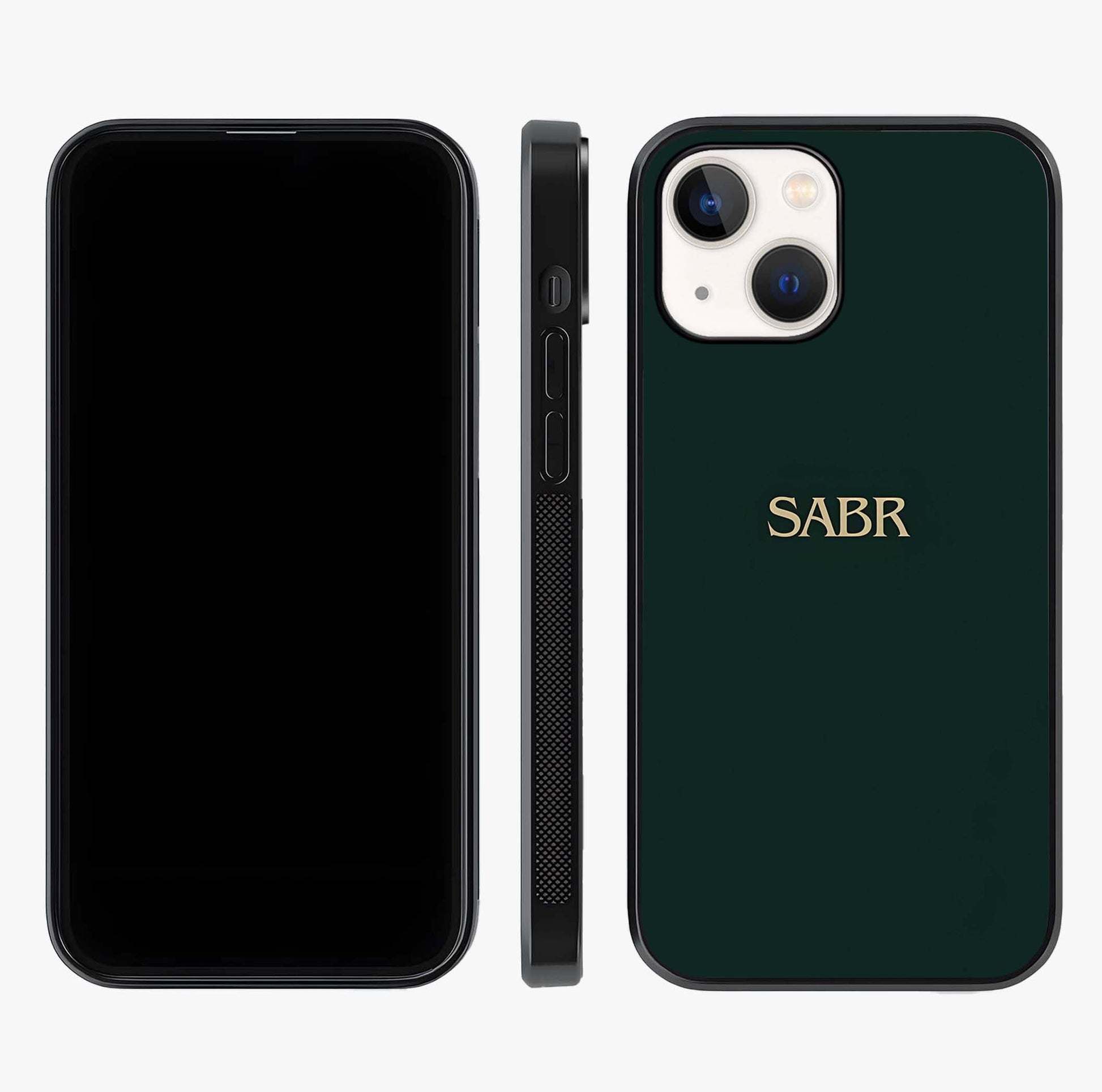 Sabr Minimal Patience Glass Case displayed upright for full design visibility and premium finish.