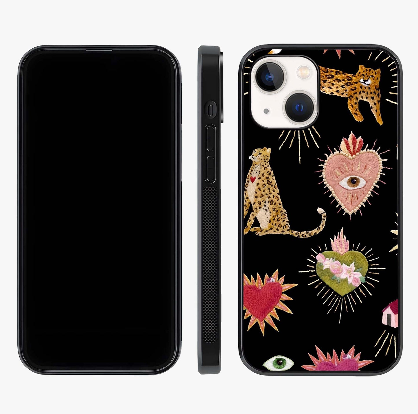 Sacred Jungle Heart Glass Case displayed upright for full design visibility and premium finish.