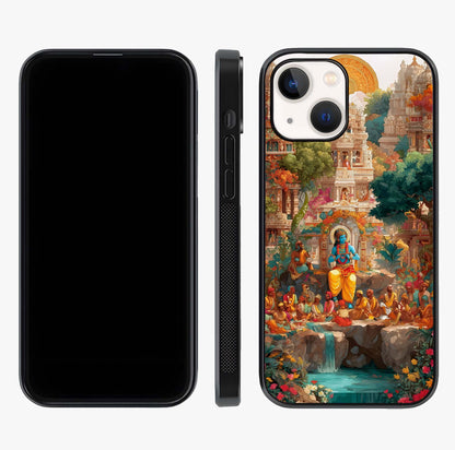 Sacred Sunlight Gods Glass Case displayed upright for full design visibility and premium finish.