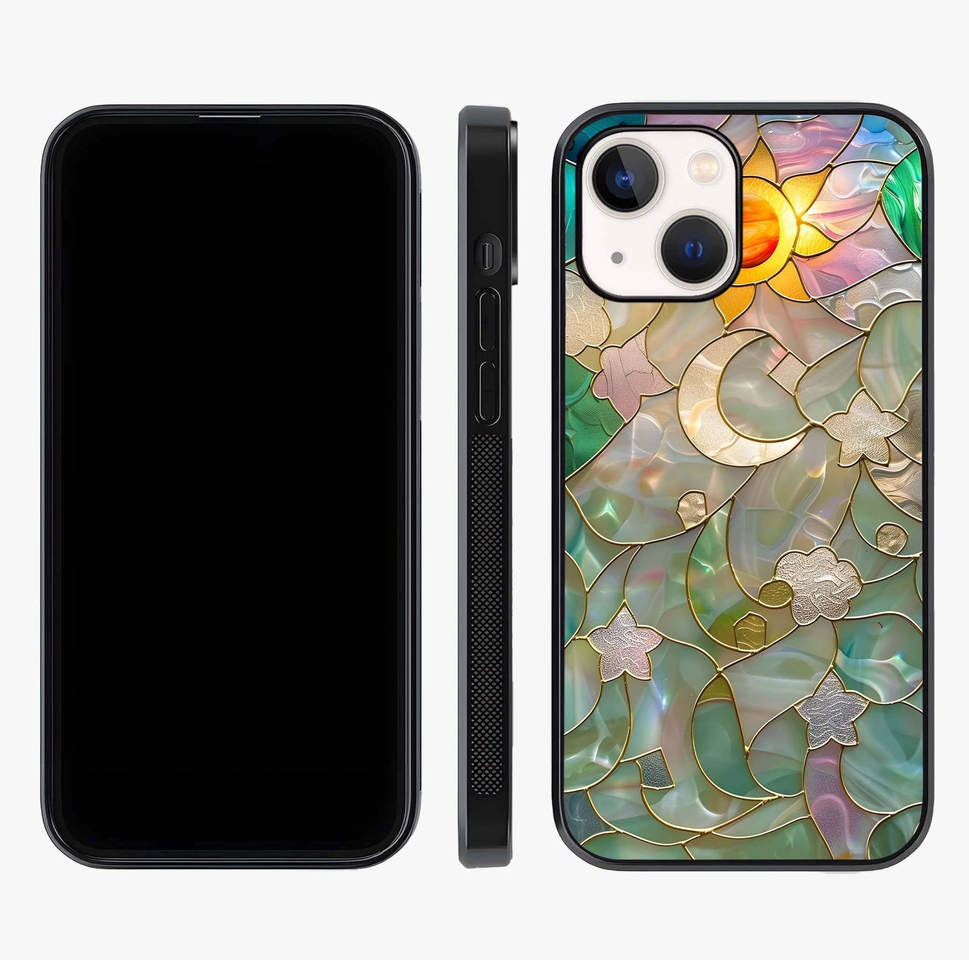 Stained Sunrise Glow Glass Case displayed upright for full design visibility and premium finish.