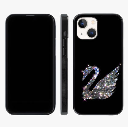 Starlit Swan Grace Glass Case displayed upright for full design visibility and premium finish.