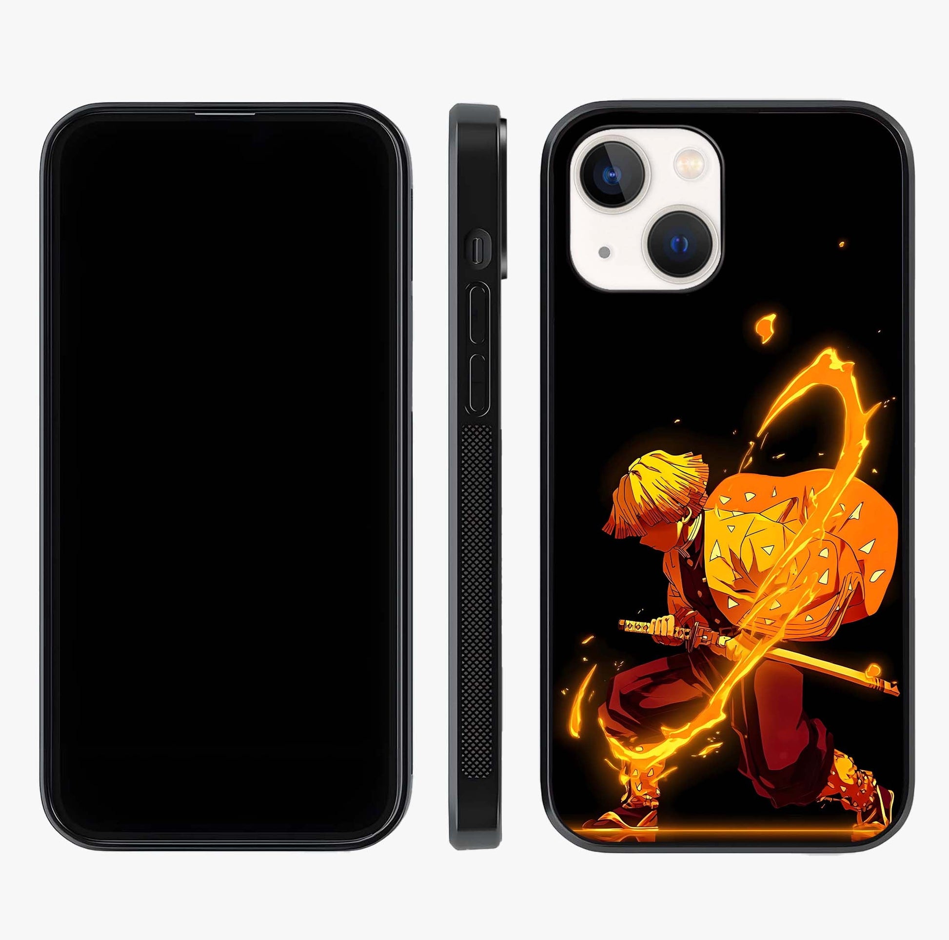 Thunder Flame Execution Glass Case displayed upright for full design visibility and premium finish.