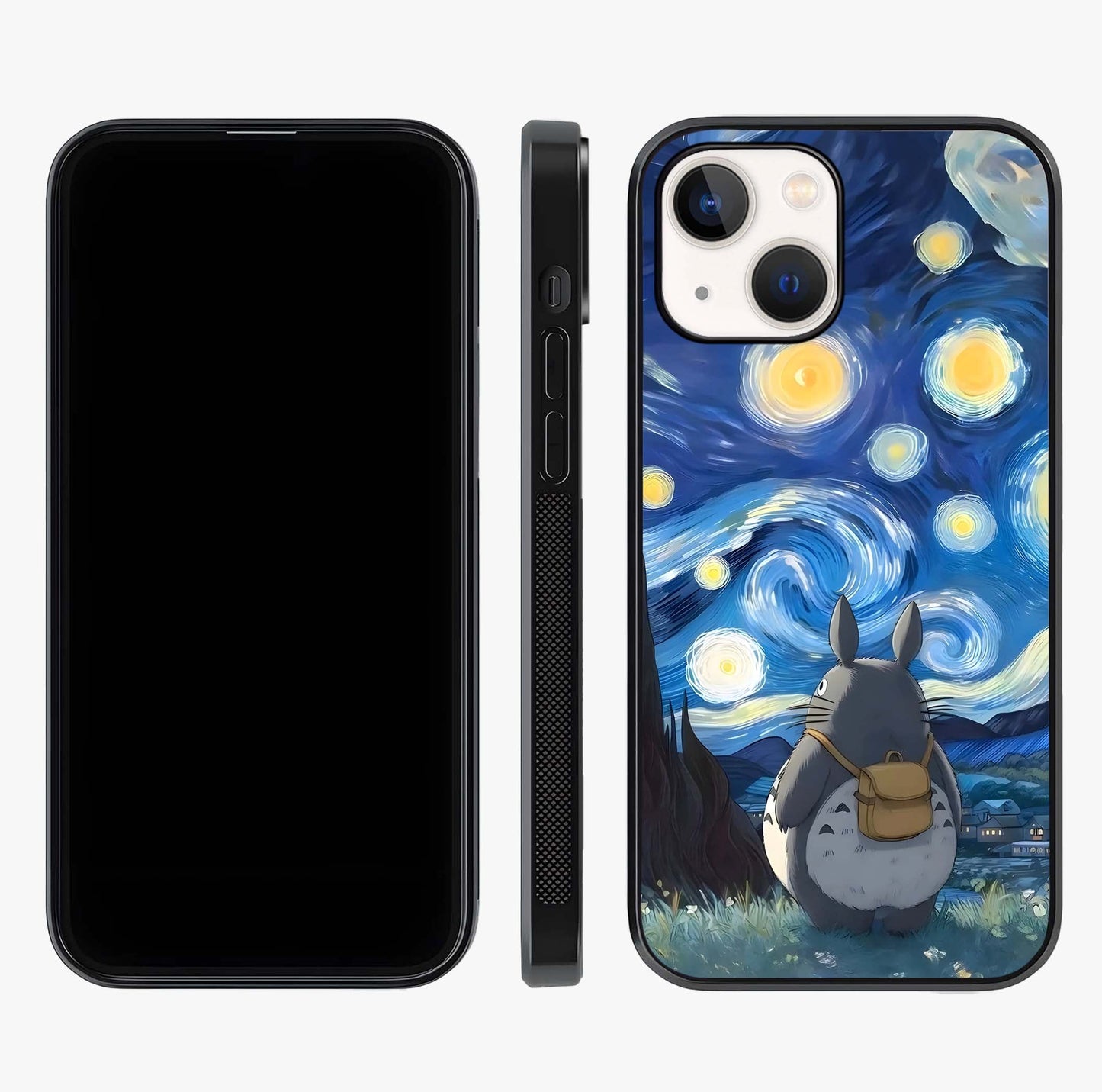 Totoro In Van Gogh Art Glass Case displayed upright for full design visibility and premium finish.