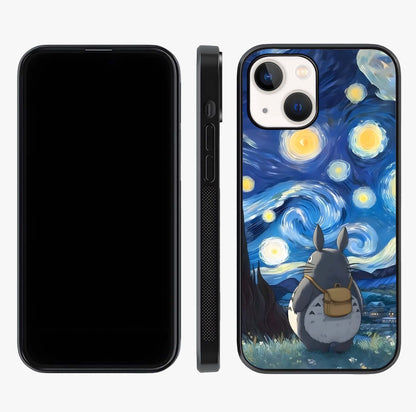 Totoro In Van Gogh Art Glass Case displayed upright for full design visibility and premium finish.