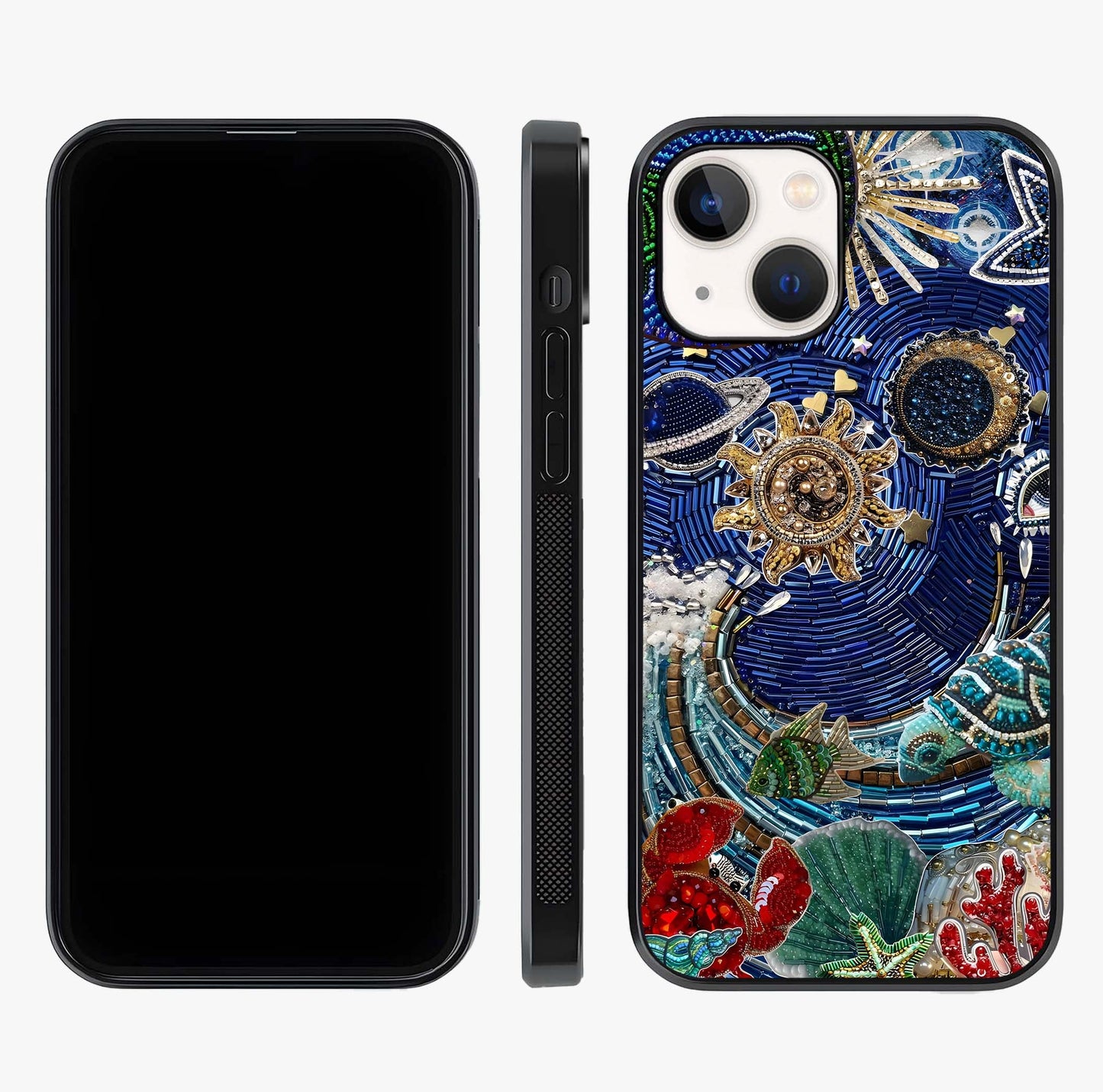 Universe Underwater Spark Glass Case displayed upright for full design visibility and premium finish.