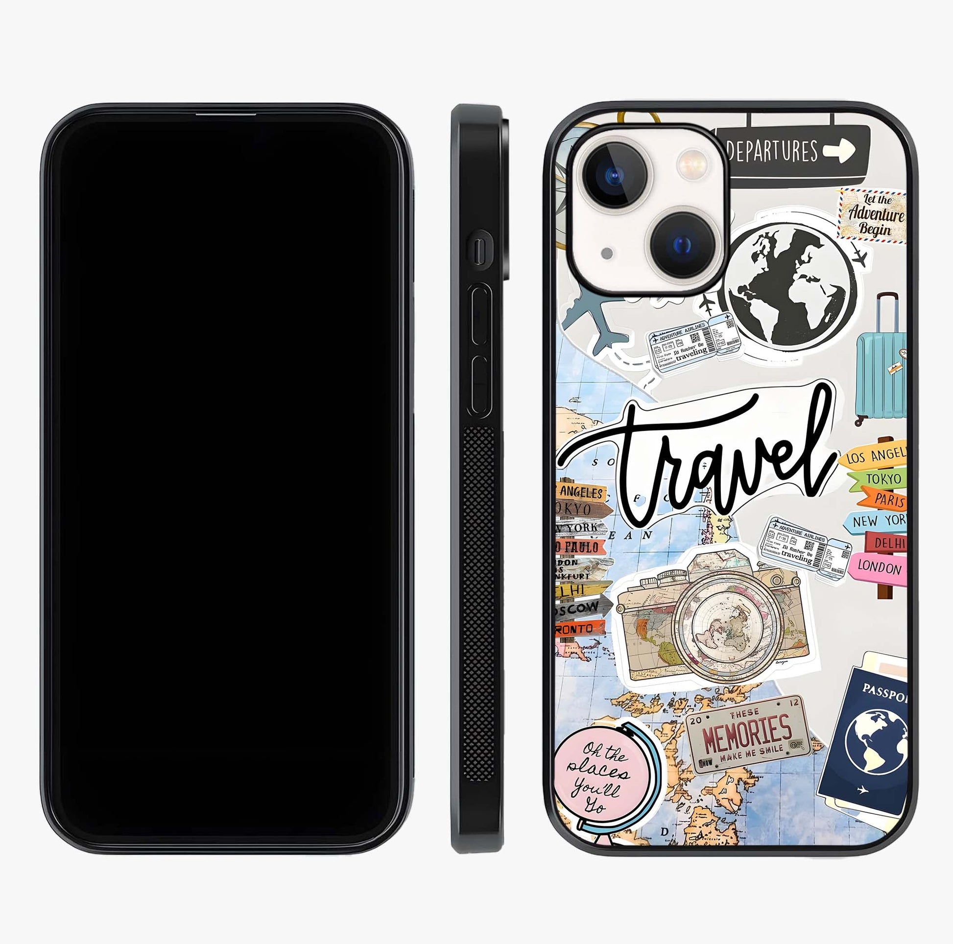 Wanderlust Journal Glass Case displayed upright for full design visibility and premium finish.