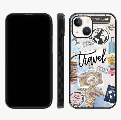 Wanderlust Journal Glass Case displayed upright for full design visibility and premium finish.