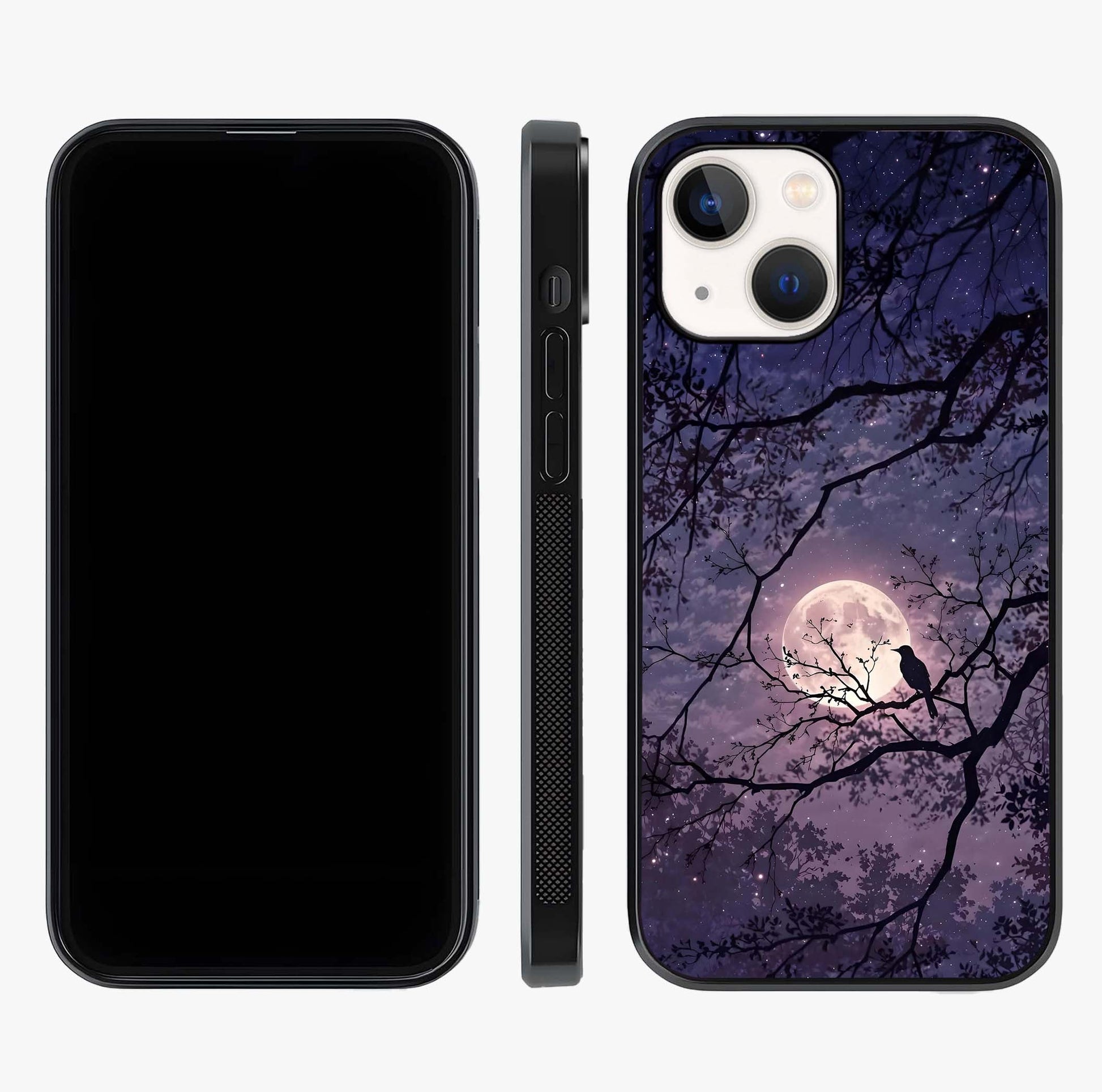 Whispering Moon Silence Glass Case displayed upright for full design visibility and premium finish.
