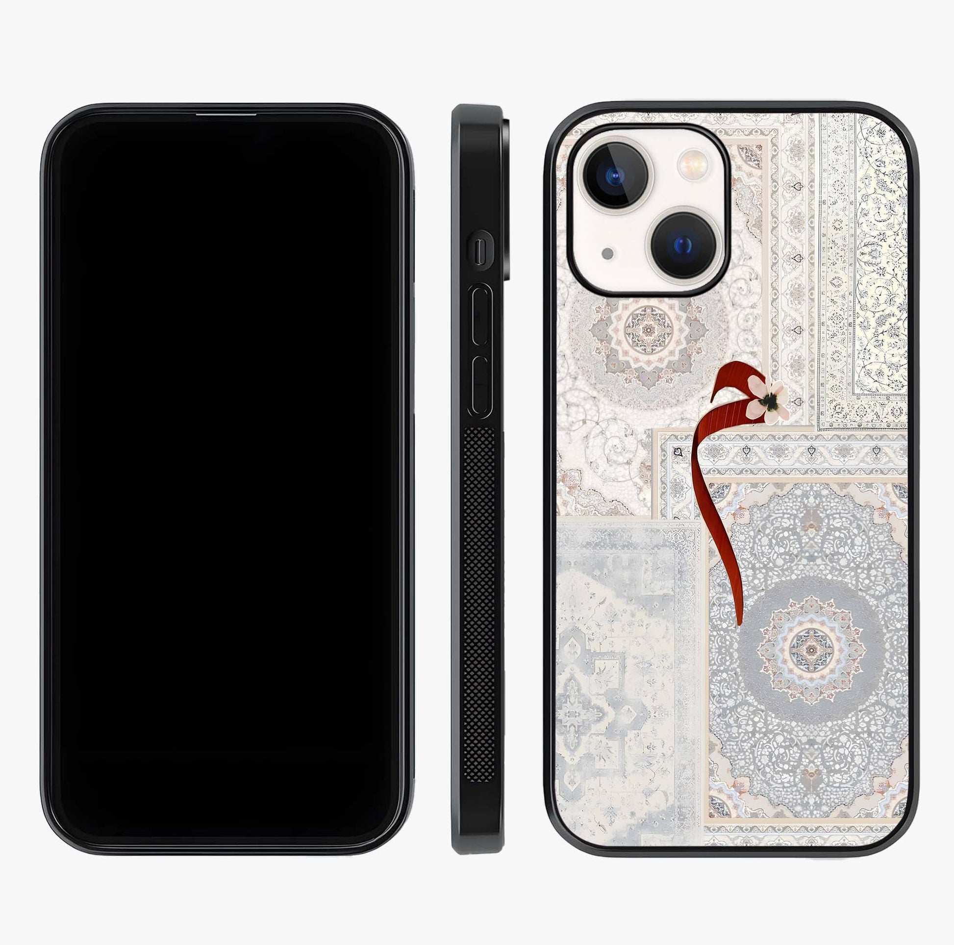 White Aesthetic Bow Glass Case displayed upright for full design visibility and premium finish.