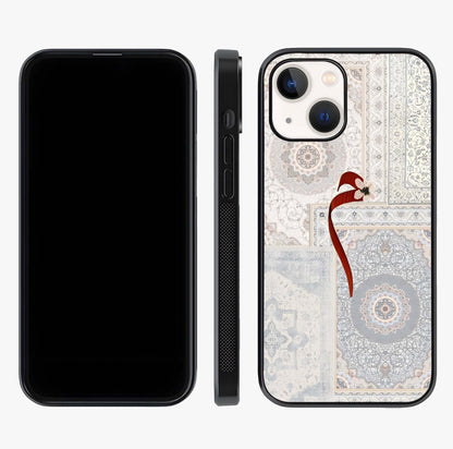 White Aesthetic Bow Glass Case displayed upright for full design visibility and premium finish.