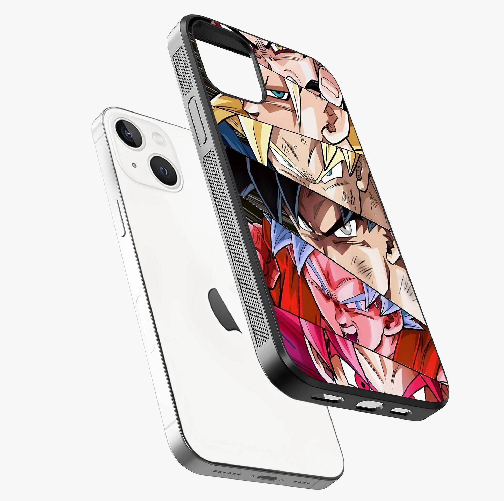 Anime Character Glass Case laid diagonally highlighting side profile, edges and glossy glass shine.