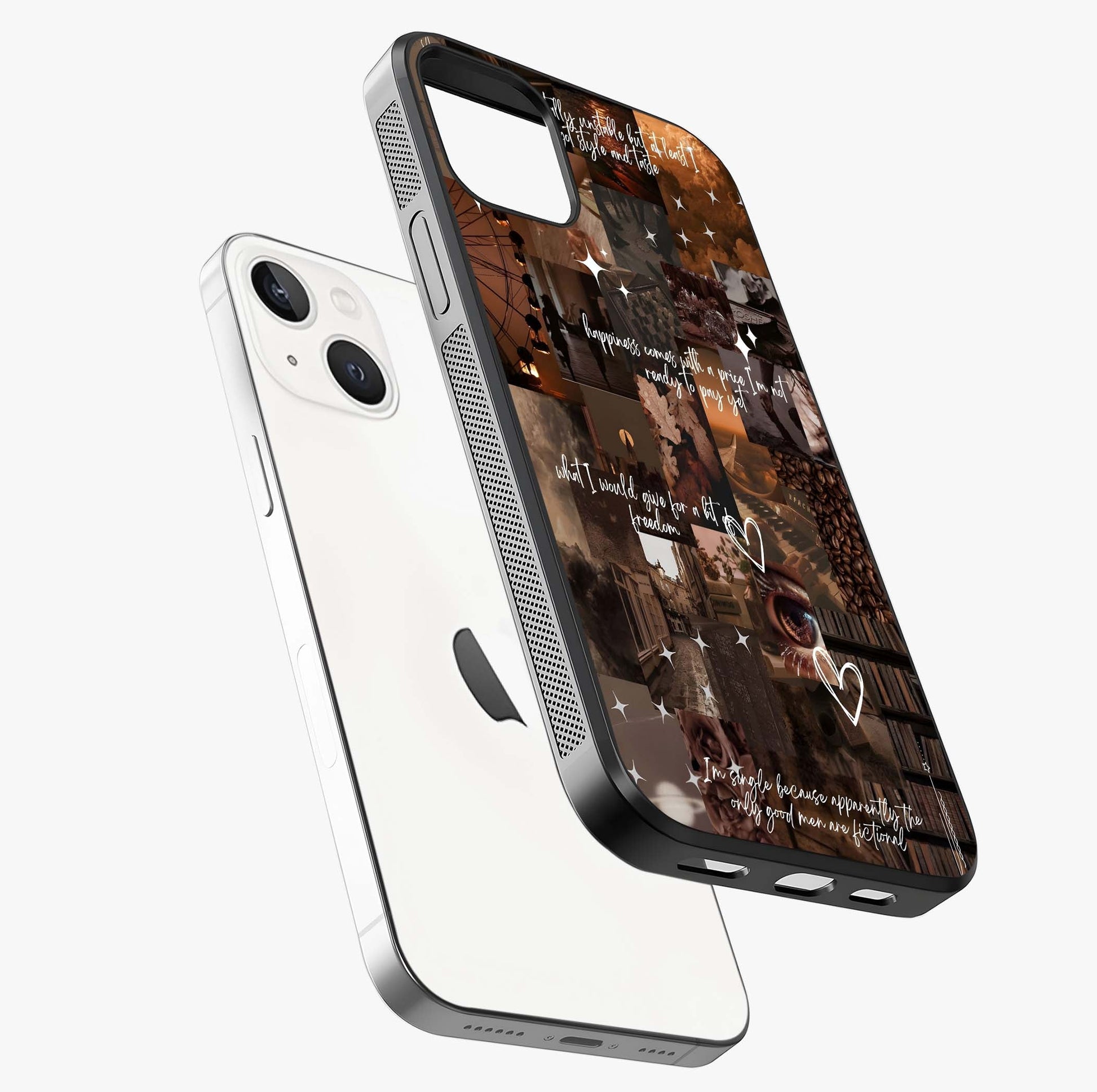 Bittersweet Aesthetic Chaos Glass Case laid diagonally highlighting side profile, edges and glossy glass shine.