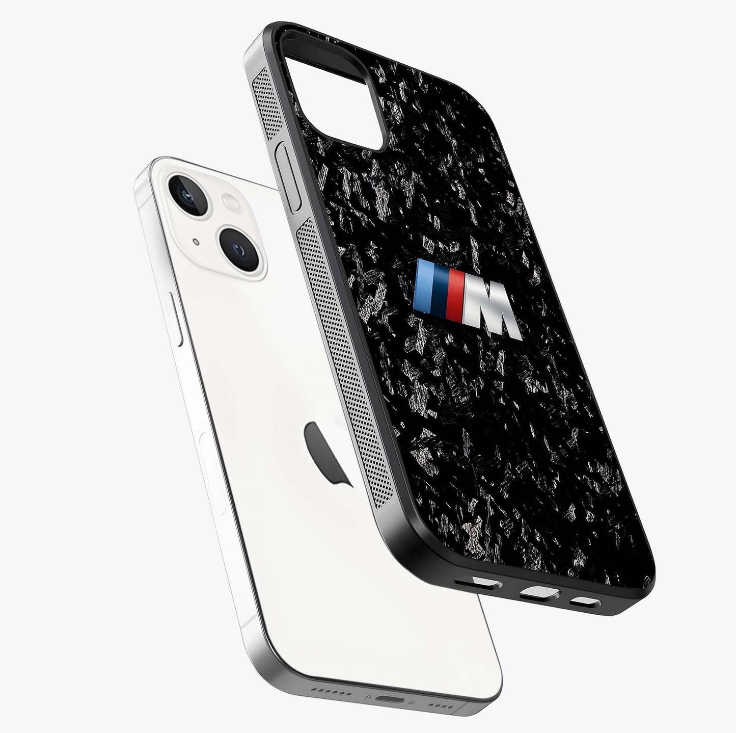 Carbon Speed Mark Glass Case laid diagonally highlighting side profile, edges and glossy glass shine.