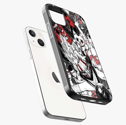 Crimson Chaos Panel Glass Case laid diagonally highlighting side profile, edges and glossy glass shine.