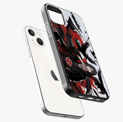 Crimson Crow Illusion Glass Case laid diagonally highlighting side profile, edges and glossy glass shine.