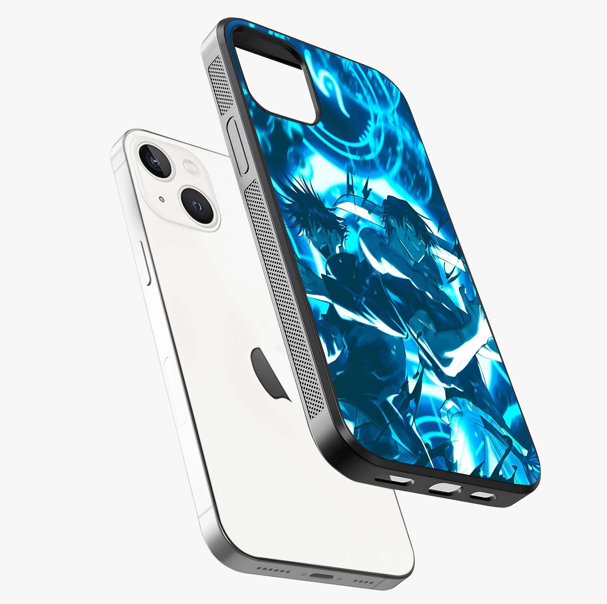 Cursed Energy Clash Glass Case laid diagonally highlighting side profile, edges and glossy glass shine.