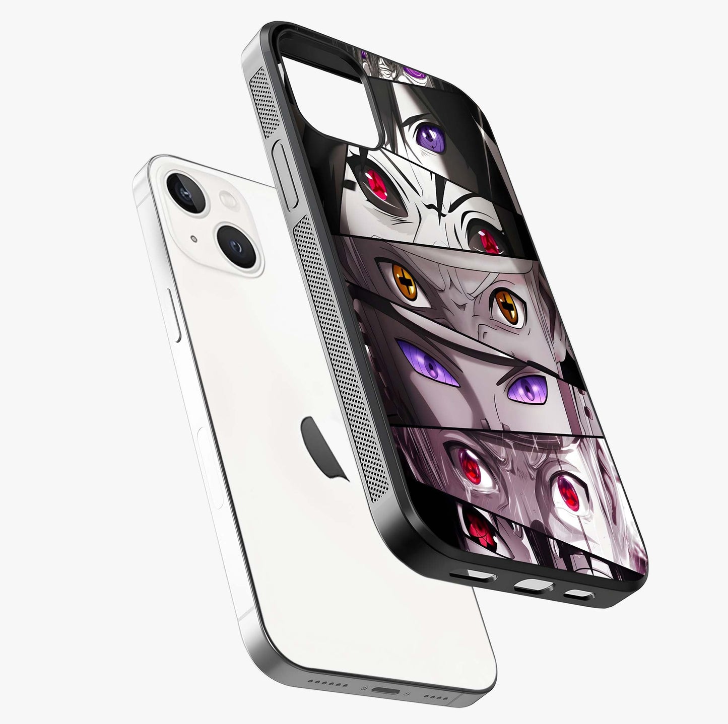 Eyes Of Destiny Glass Case laid diagonally highlighting side profile, edges and glossy glass shine.