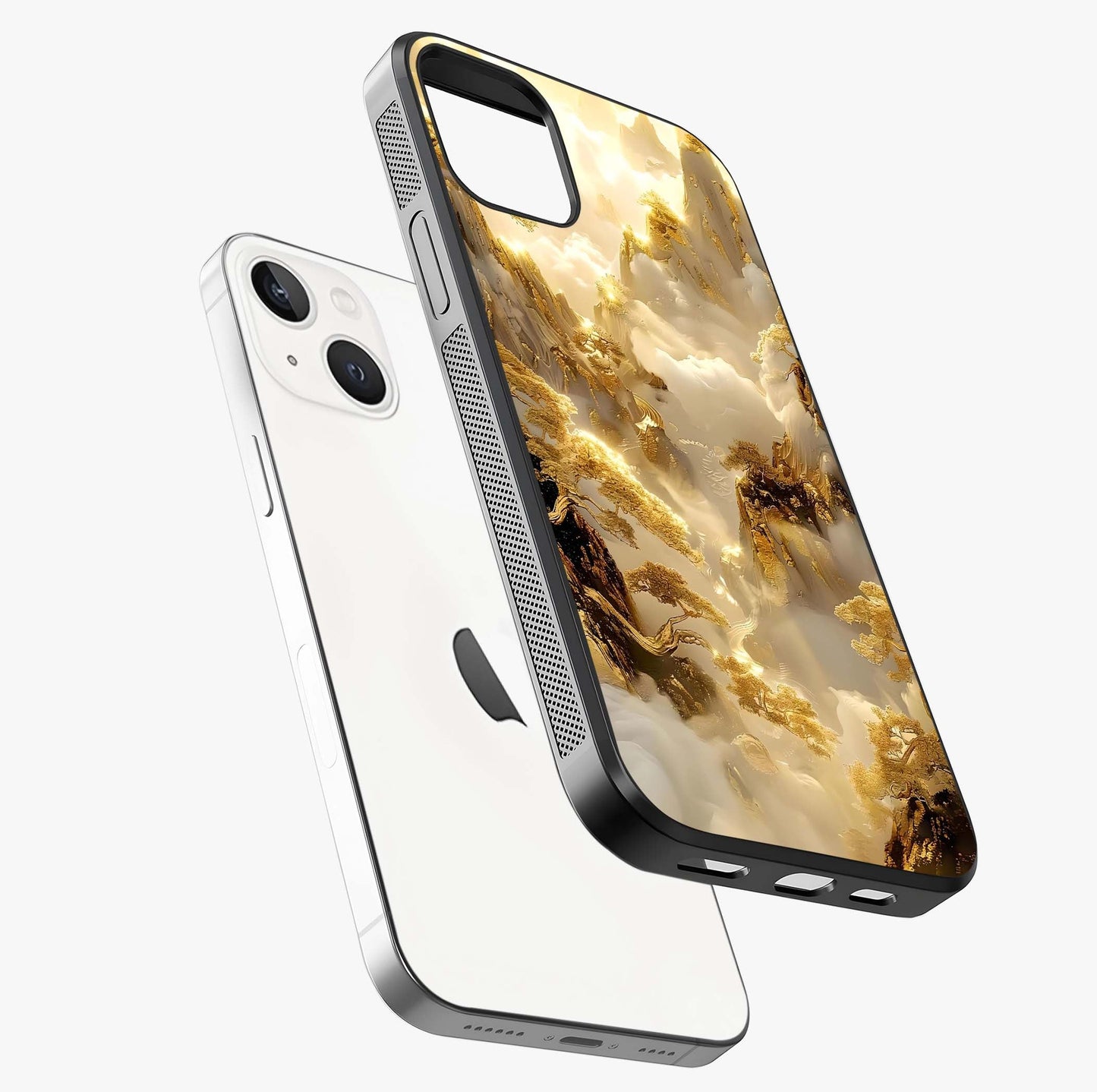 Gates Of Illumination Glass Case laid diagonally highlighting side profile, edges and glossy glass shine.