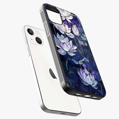 Gloss Petal Rush Glass Case laid diagonally highlighting side profile, edges and glossy glass shine.