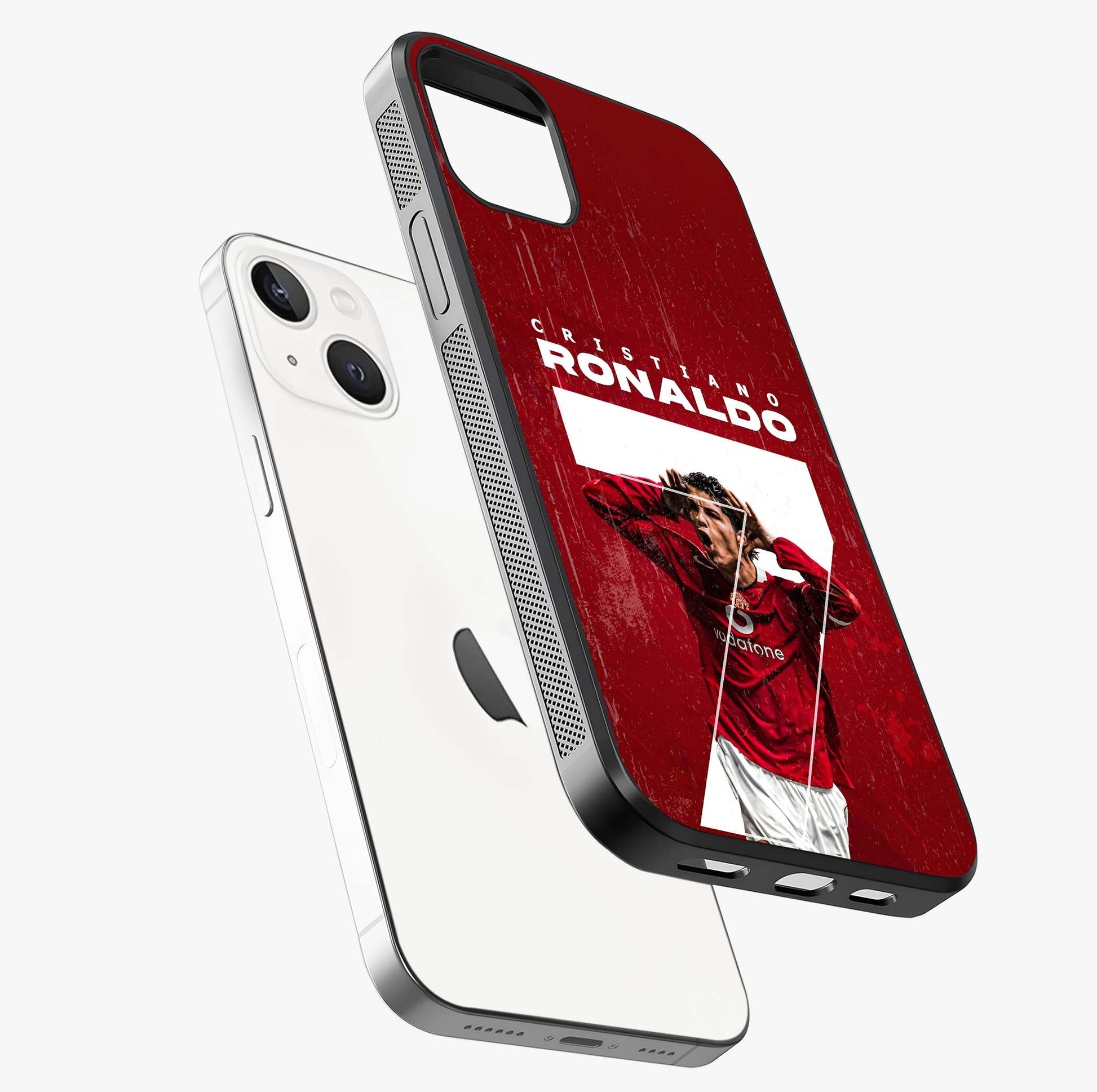 Goal Celebration Legacy Glass Case laid diagonally highlighting side profile, edges and glossy glass shine.